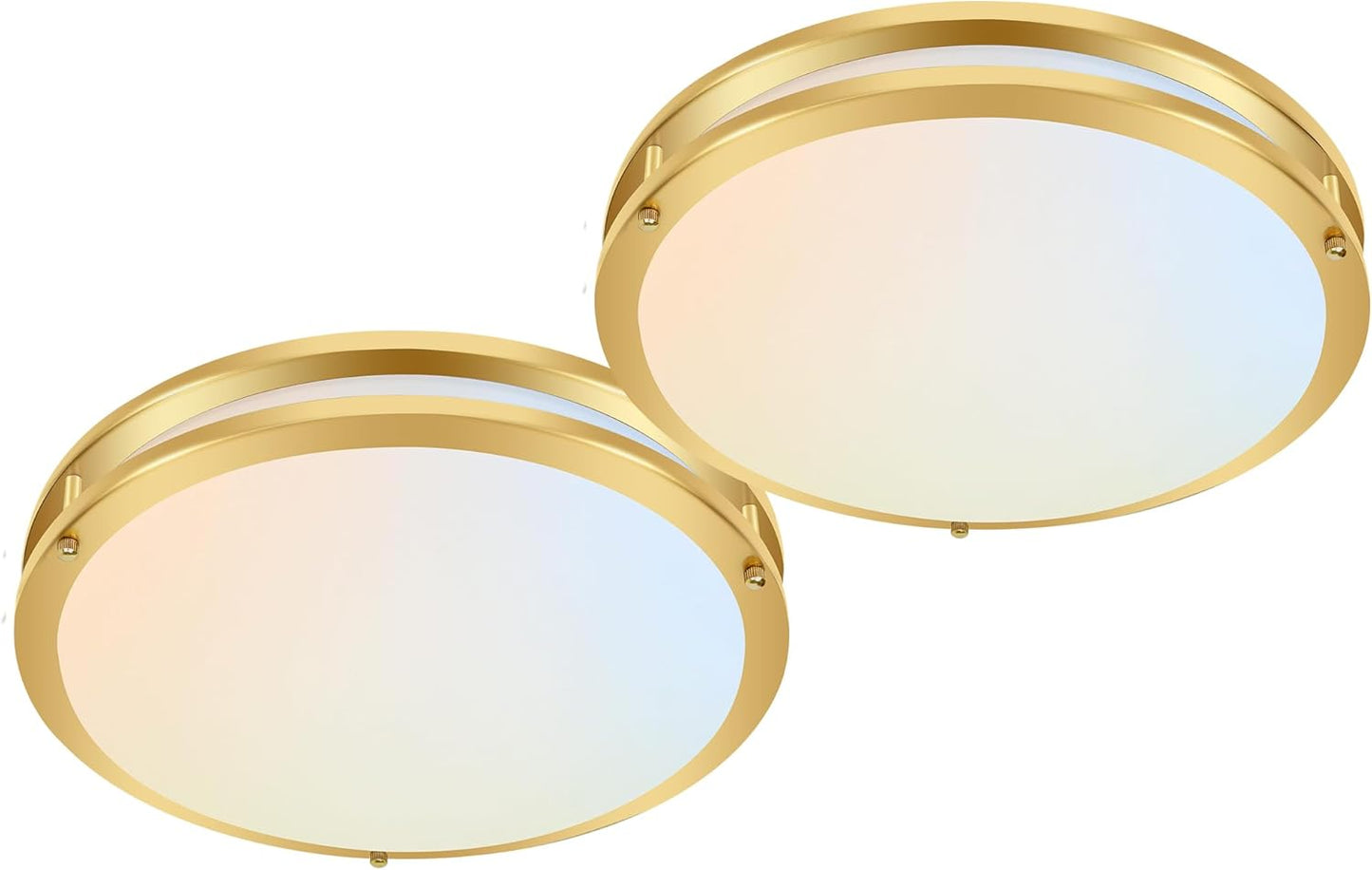 13 inch Flush Mount LED Ceiling Light Fixture, 2700K/3000K/3500K/4000K/5000K Adjustable Ceiling Lights, Brushed Nickel Saturn Dimmable Lighting for Bathroom Kitchen or Stairwell, ETL Listed - 2 Pack