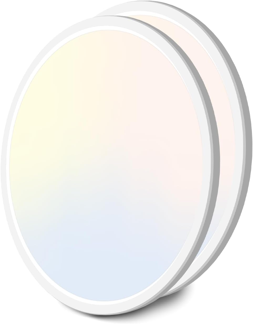 zemty 6Pack 12 Inch LED Flush Mount Ceiling Light, Super Slim 28W 3200lm LED Ceiling Light, 3 Color Temperature in One 3000k/4500k/6000K Round Light Fixture for Bedroom, Kitchen, Dining Room (White)