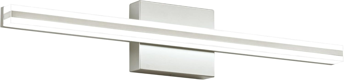 SOLFART Bathroom Light Fixtures Over Mirror 24 Inch Brushed Nickel Modern Vanity Light 5CCT Adjustable Brightness LED Mirror Light Fixture Anti-Glare Lighting Wide Illumination