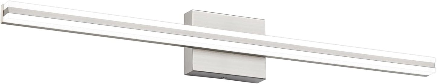 SOLFART Bathroom Light Fixtures Over Mirror 24 Inch Brushed Nickel Modern Vanity Light 5CCT Adjustable Brightness LED Mirror Light Fixture Anti-Glare Lighting Wide Illumination