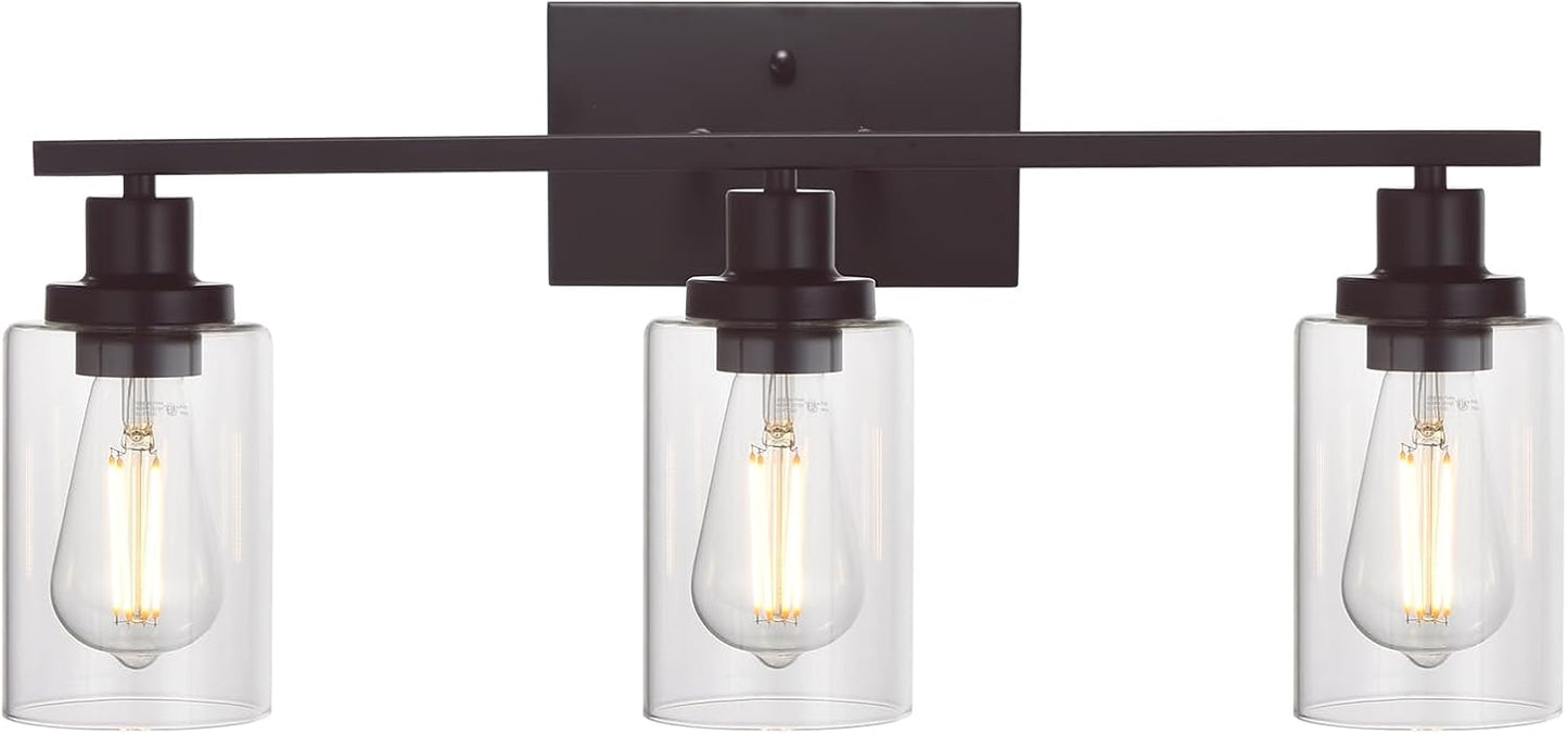 MELUCEE 40 Inches Length 5-Light Bathroom Vanity Light Fixtures Black Industrial Wall Sconce Lighting with Clear Glass Shade for Living Room Bedroom Hallway Kitchen (Patent No.: US D963914 S)