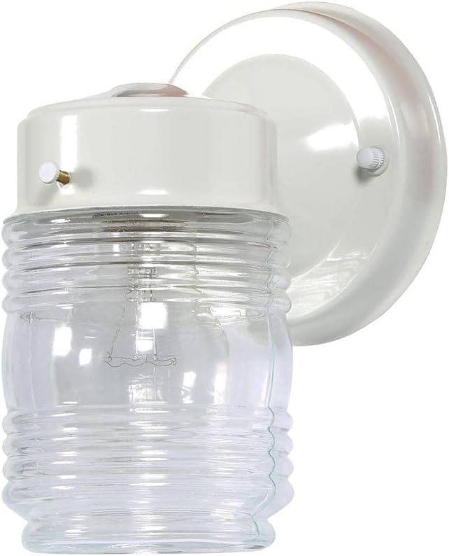 Design House 587311 Jelly Jar Classic 1-Light 2-Pack Indoor/Outdoor Wall Light with Clear Ribbed Glass for Entryway Porch Patio, Oil Rubbed Bronze