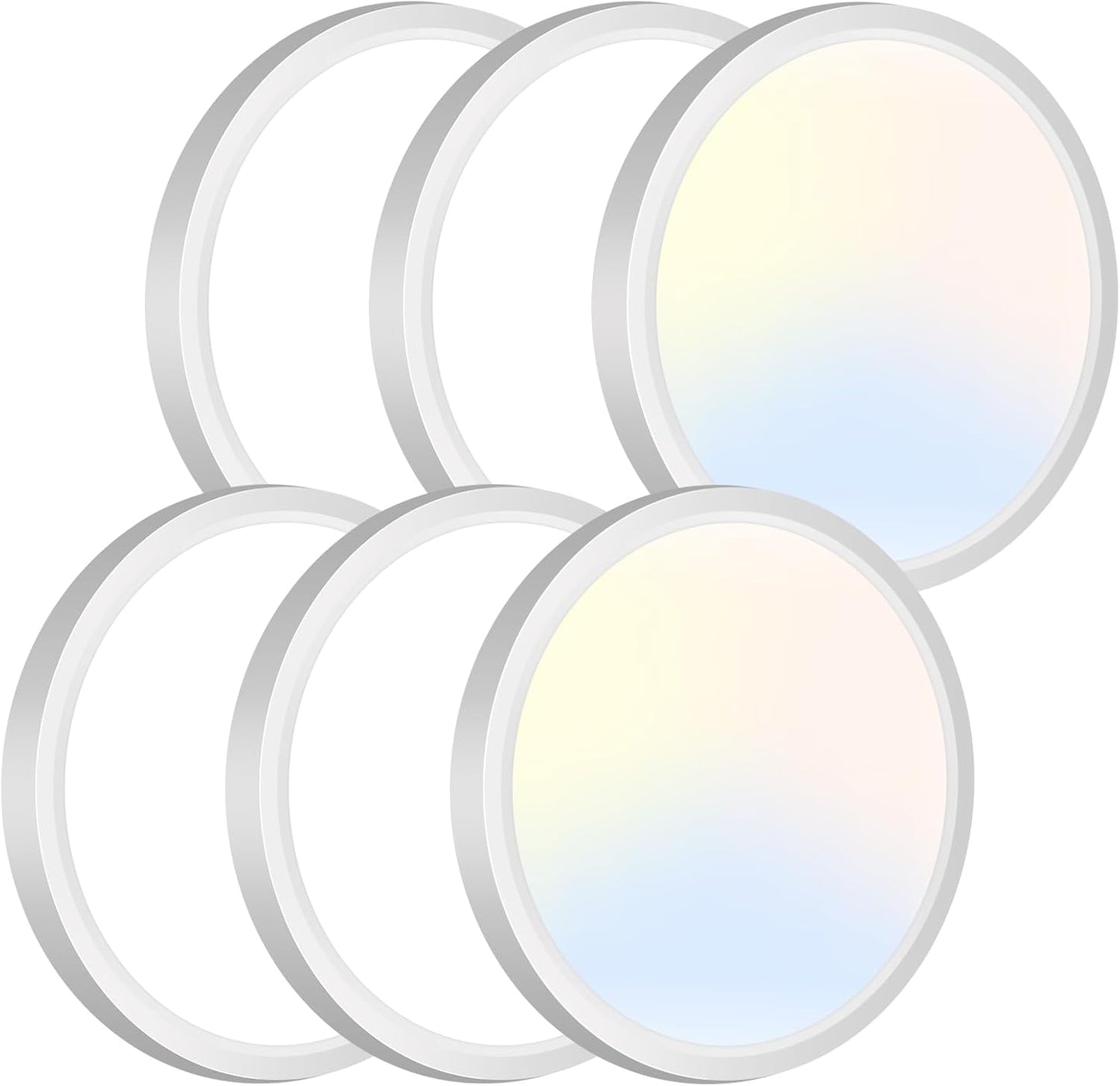 zemty 6Pack 12 Inch LED Flush Mount Ceiling Light, Super Slim 28W 3200lm LED Ceiling Light, 3 Color Temperature in One 3000k/4500k/6000K Round Light Fixture for Bedroom, Kitchen, Dining Room (White)
