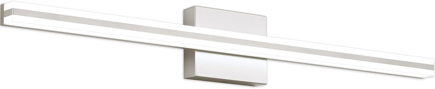 SOLFART Bathroom Light Fixtures Over Mirror 24 Inch Brushed Nickel Modern Vanity Light 5CCT Adjustable Brightness LED Mirror Light Fixture Anti-Glare Lighting Wide Illumination