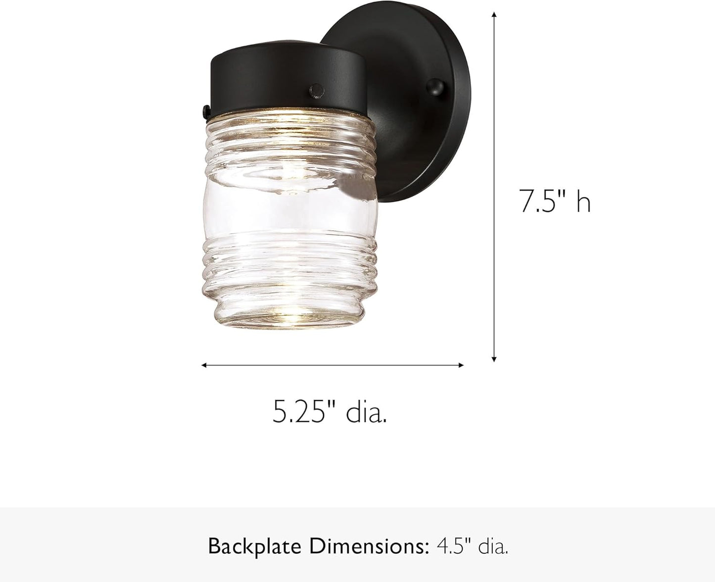 Design House 587311 Jelly Jar Classic 1-Light 2-Pack Indoor/Outdoor Wall Light with Clear Ribbed Glass for Entryway Porch Patio, Oil Rubbed Bronze