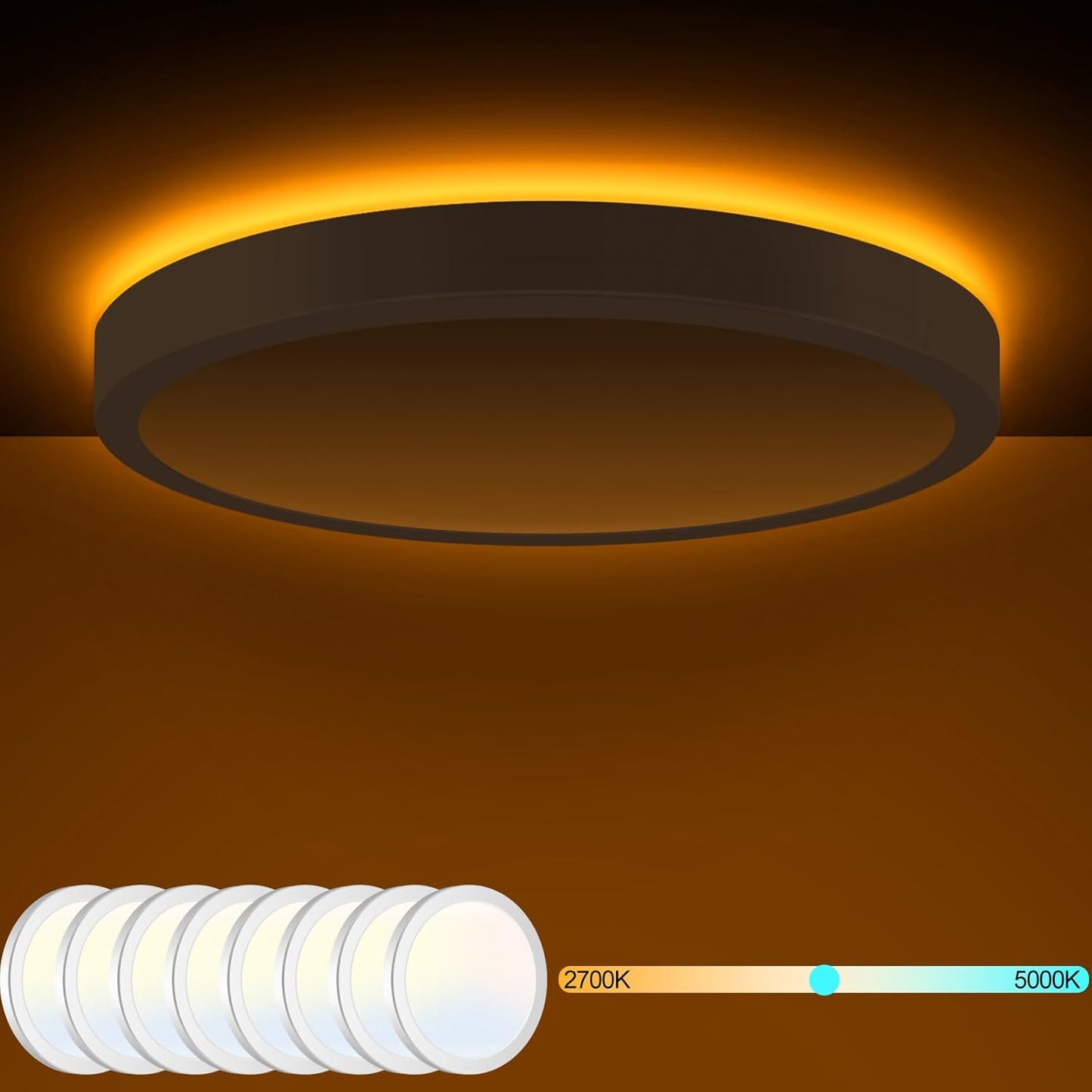 8PACK LED Flush Mount Ceiling Light Fixture, 3000K-4000K-6500K & 100W Equivalent Modern Kitchen Recessed Ceiling Lamp 15W 1500Lm 7.5 Inch Closet Round Surface for Bathroom Laundry Bedroom Hallway