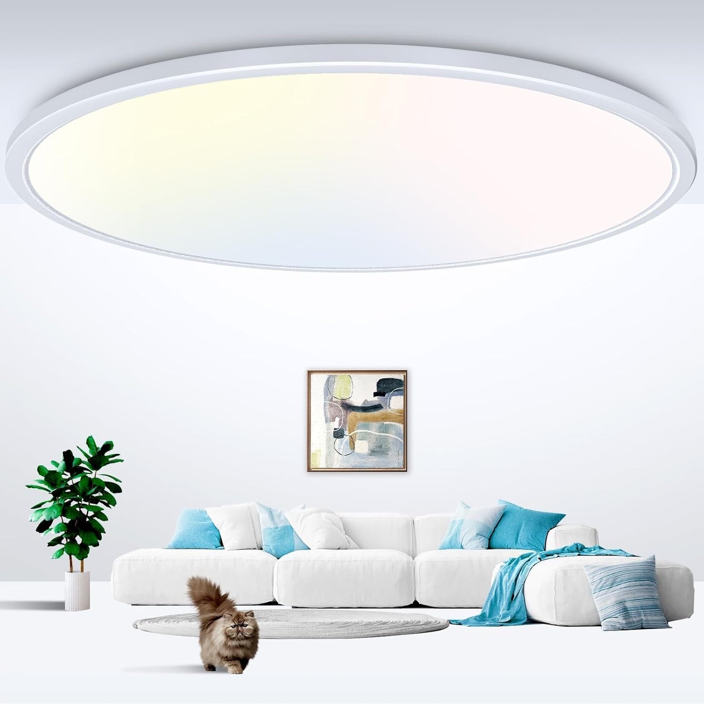 zemty 6Pack 12 Inch LED Flush Mount Ceiling Light, Super Slim 28W 3200lm LED Ceiling Light, 3 Color Temperature in One 3000k/4500k/6000K Round Light Fixture for Bedroom, Kitchen, Dining Room (White)