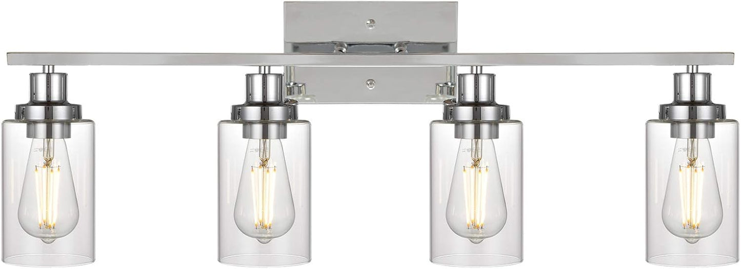 MELUCEE 40 Inches Length 5-Light Bathroom Vanity Light Fixtures Black Industrial Wall Sconce Lighting with Clear Glass Shade for Living Room Bedroom Hallway Kitchen (Patent No.: US D963914 S)