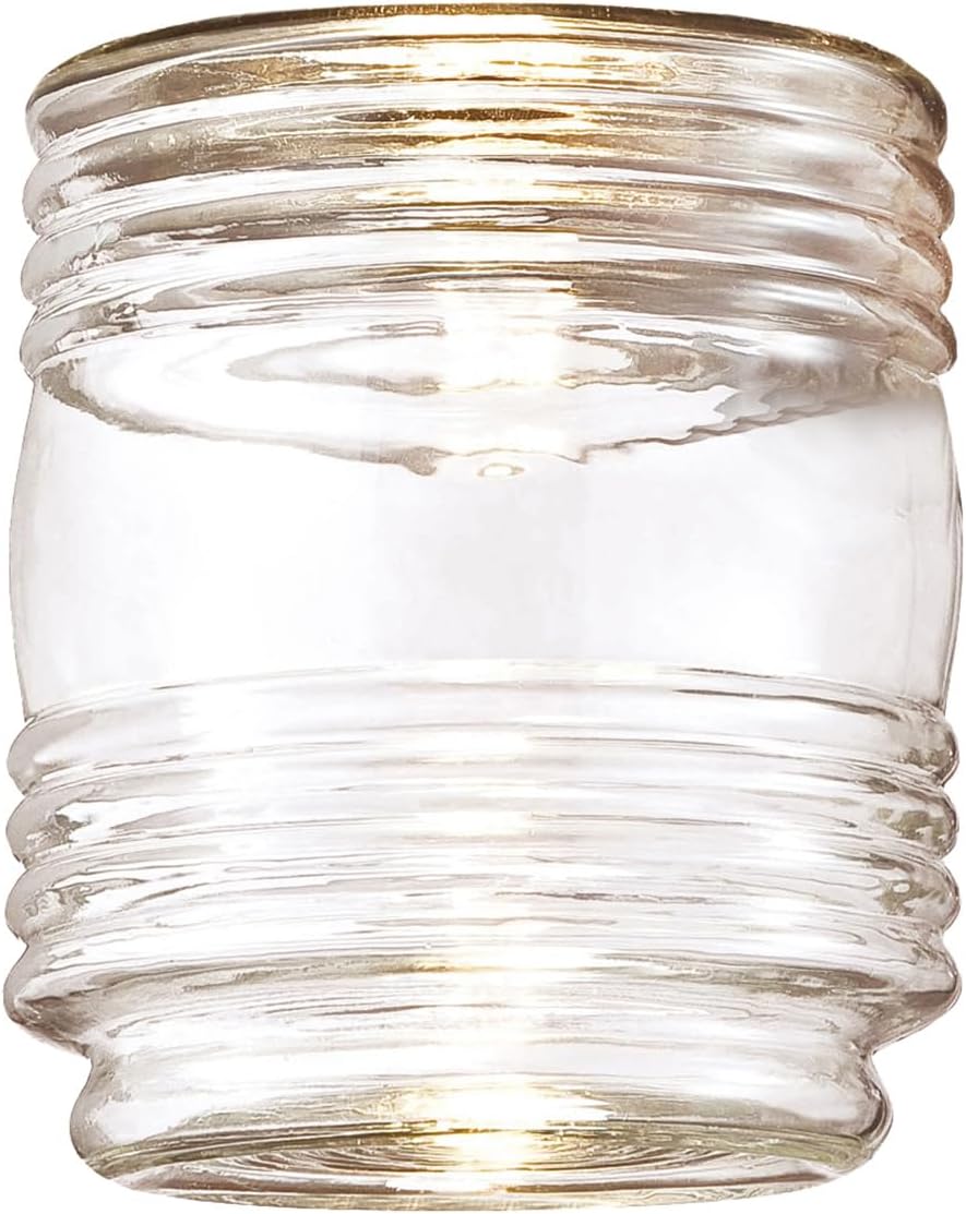 Design House 587311 Jelly Jar Classic 1-Light 2-Pack Indoor/Outdoor Wall Light with Clear Ribbed Glass for Entryway Porch Patio, Oil Rubbed Bronze