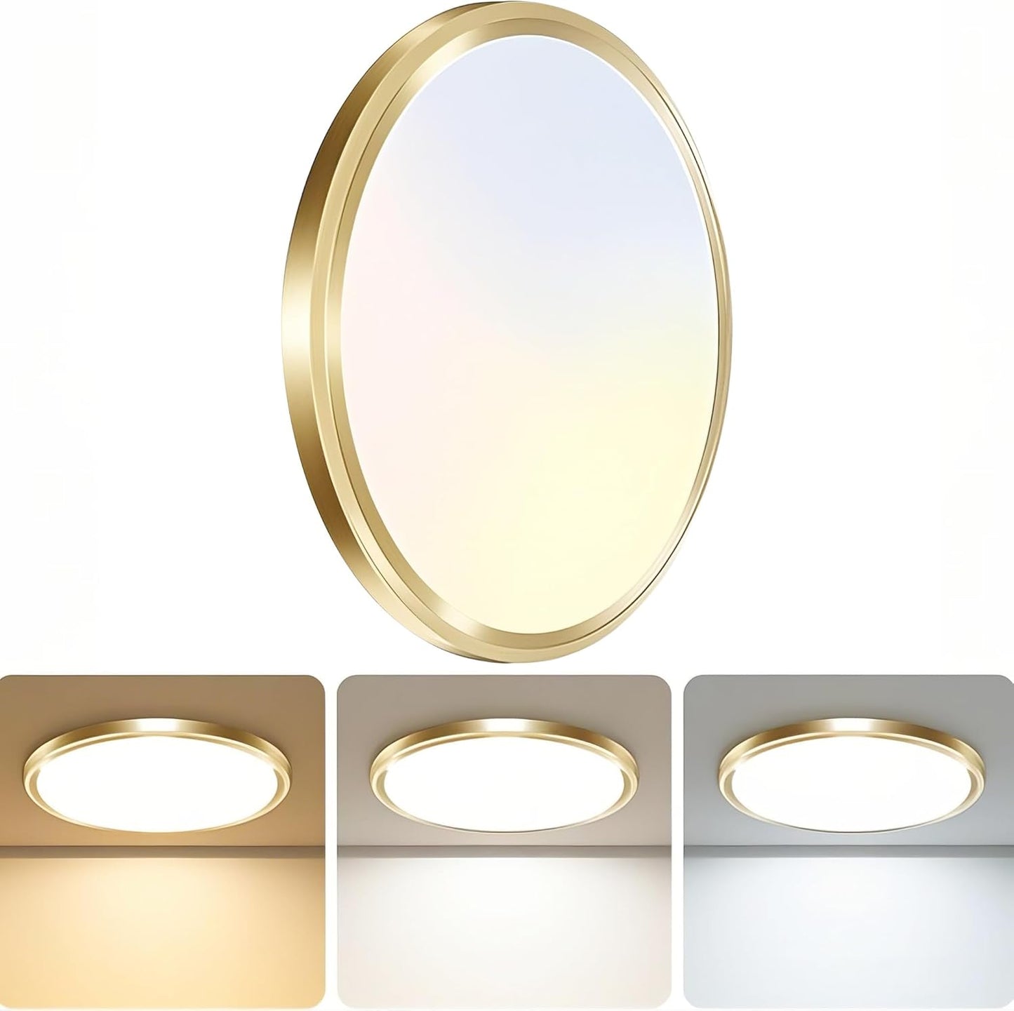 zemty 6Pack 12 Inch LED Flush Mount Ceiling Light, Super Slim 28W 3200lm LED Ceiling Light, 3 Color Temperature in One 3000k/4500k/6000K Round Light Fixture for Bedroom, Kitchen, Dining Room (White)