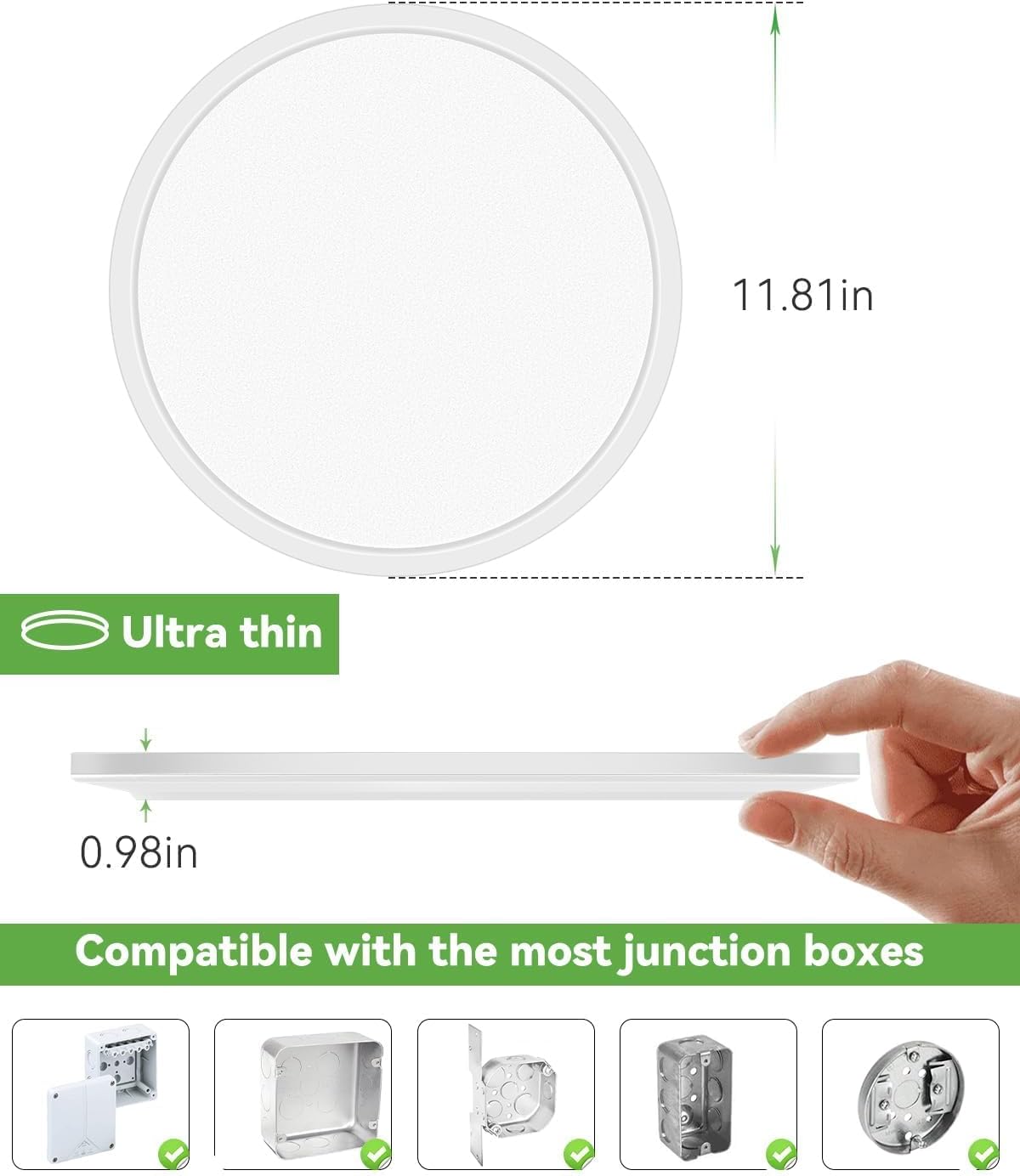 zemty 6Pack 12 Inch LED Flush Mount Ceiling Light, Super Slim 28W 3200lm LED Ceiling Light, 3 Color Temperature in One 3000k/4500k/6000K Round Light Fixture for Bedroom, Kitchen, Dining Room (White)