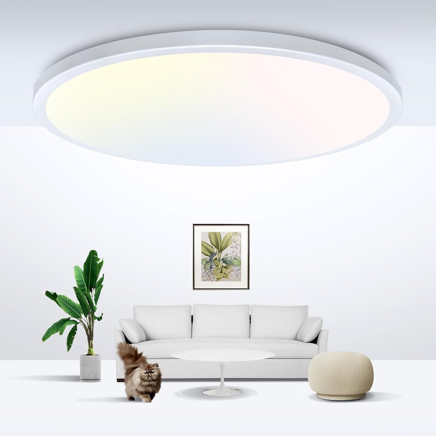 zemty 6Pack 12 Inch LED Flush Mount Ceiling Light, Super Slim 28W 3200lm LED Ceiling Light, 3 Color Temperature in One 3000k/4500k/6000K Round Light Fixture for Bedroom, Kitchen, Dining Room (White)