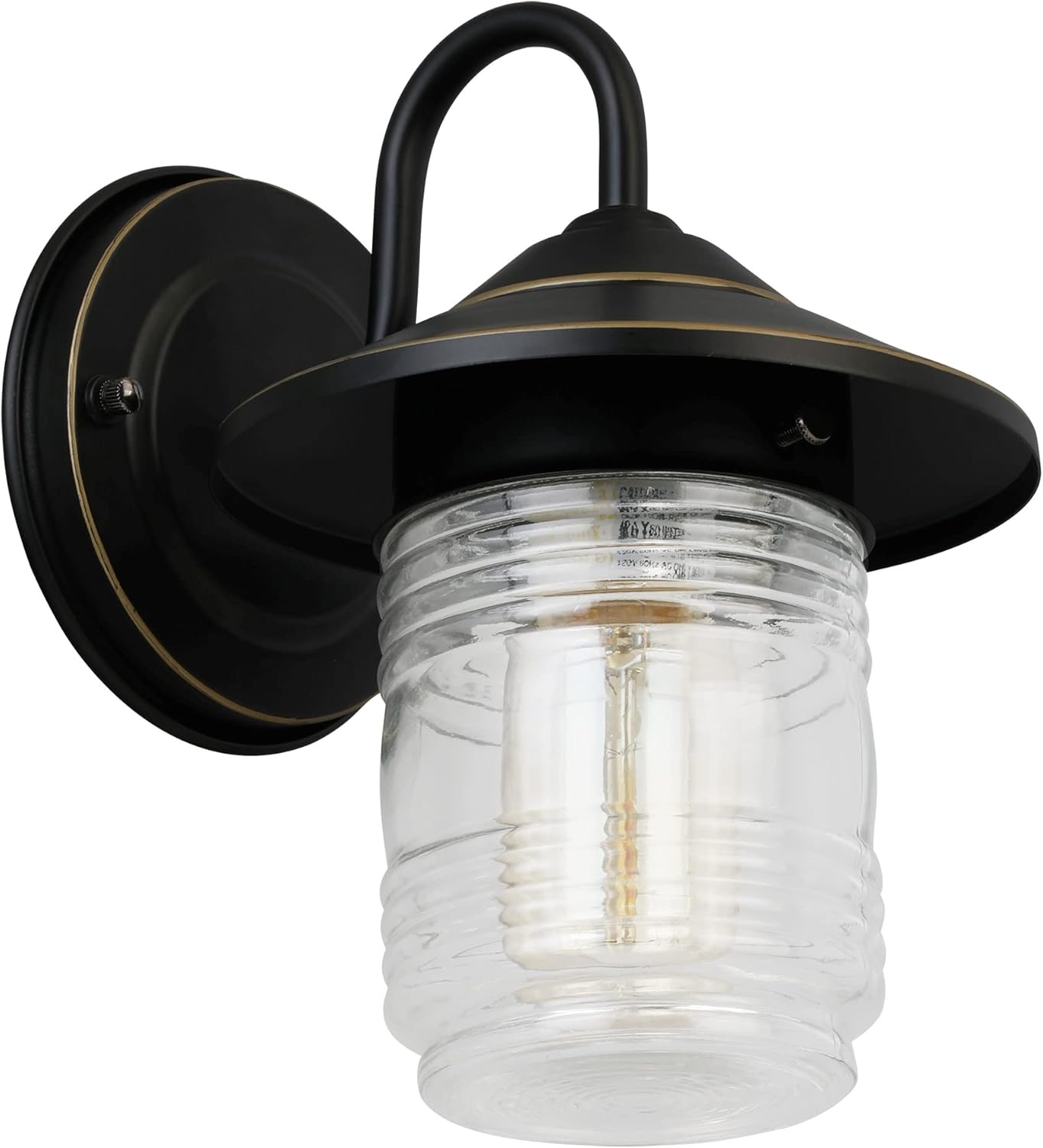 Design House 587311 Jelly Jar Classic 1-Light 2-Pack Indoor/Outdoor Wall Light with Clear Ribbed Glass for Entryway Porch Patio, Oil Rubbed Bronze