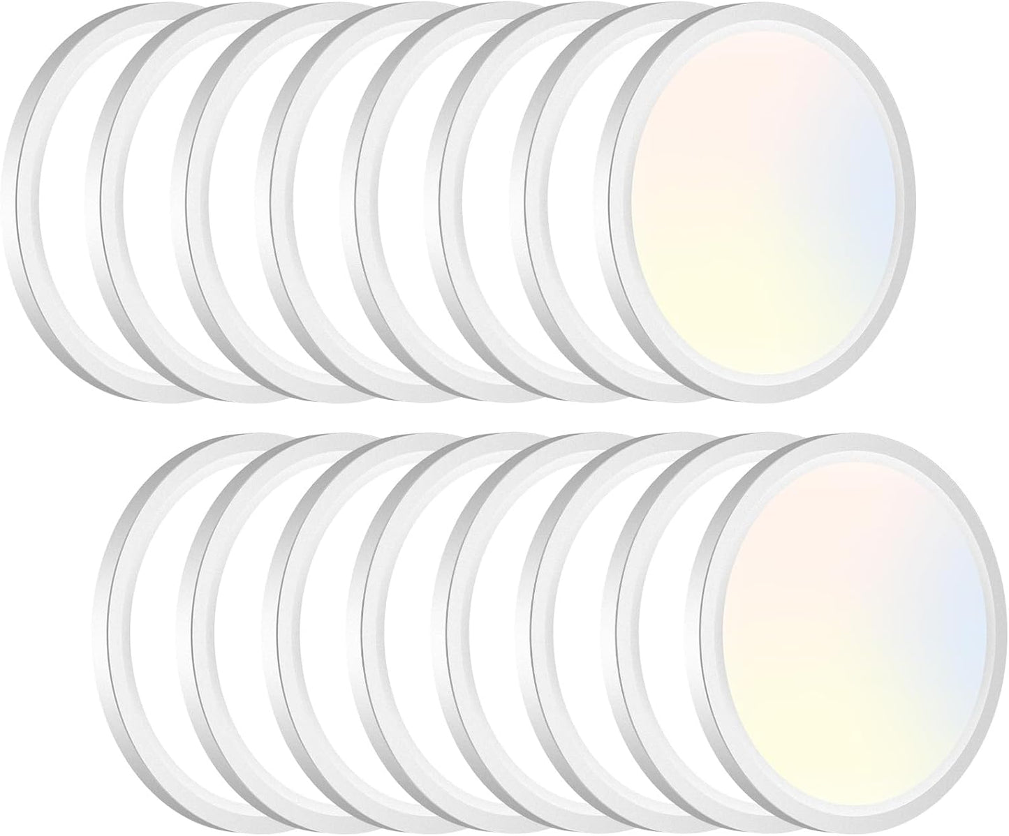 8PACK LED Flush Mount Ceiling Light Fixture, 3000K-4000K-6500K & 100W Equivalent Modern Kitchen Recessed Ceiling Lamp 15W 1500Lm 7.5 Inch Closet Round Surface for Bathroom Laundry Bedroom Hallway