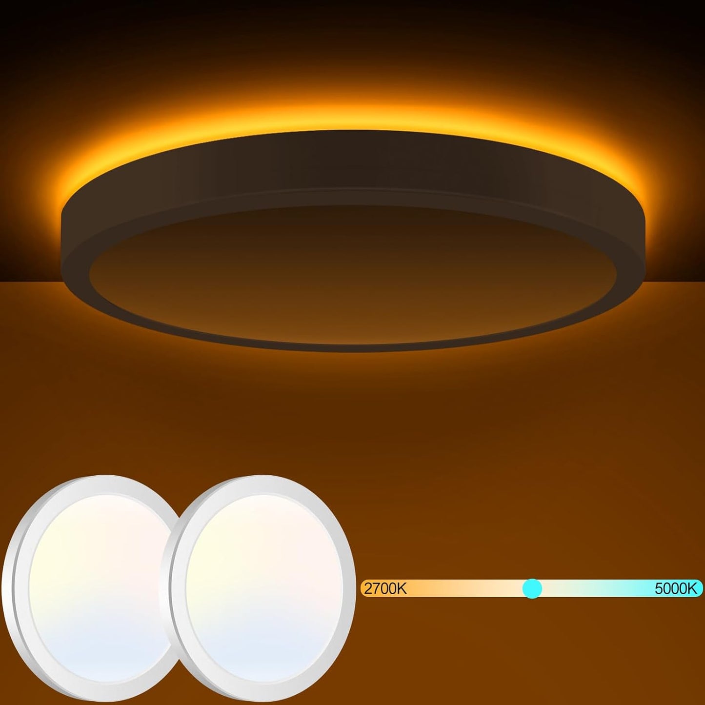 8PACK LED Flush Mount Ceiling Light Fixture, 3000K-4000K-6500K & 100W Equivalent Modern Kitchen Recessed Ceiling Lamp 15W 1500Lm 7.5 Inch Closet Round Surface for Bathroom Laundry Bedroom Hallway