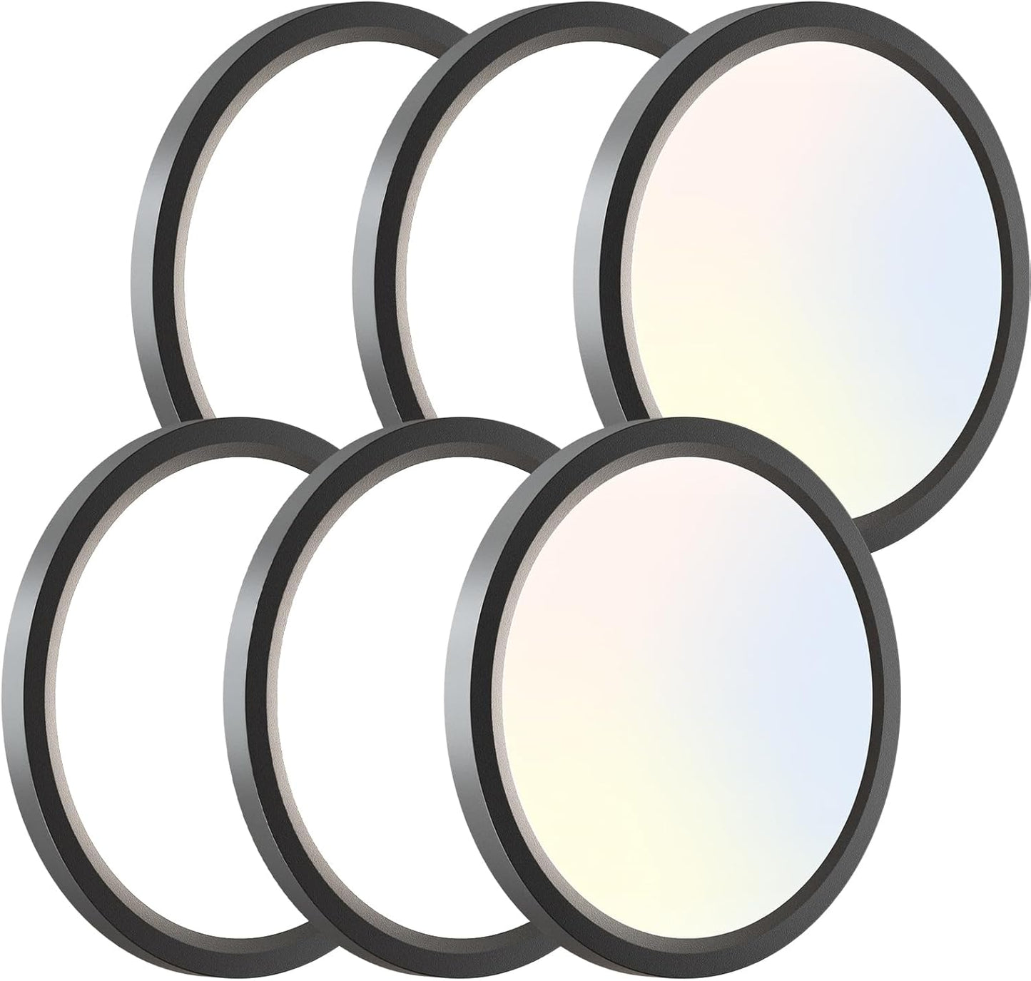 zemty 6Pack 12 Inch LED Flush Mount Ceiling Light, Super Slim 28W 3200lm LED Ceiling Light, 3 Color Temperature in One 3000k/4500k/6000K Round Light Fixture for Bedroom, Kitchen, Dining Room (White)