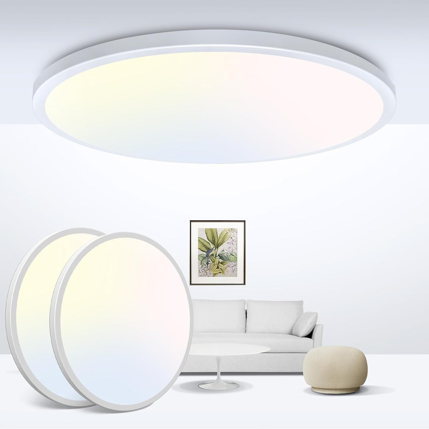 zemty 6Pack 12 Inch LED Flush Mount Ceiling Light, Super Slim 28W 3200lm LED Ceiling Light, 3 Color Temperature in One 3000k/4500k/6000K Round Light Fixture for Bedroom, Kitchen, Dining Room (White)