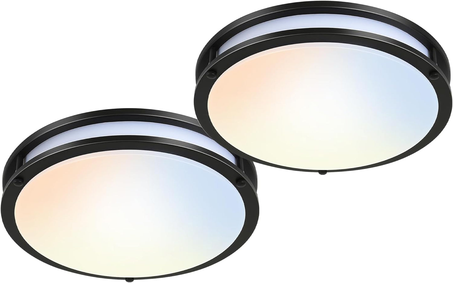 13 inch Flush Mount LED Ceiling Light Fixture, 2700K/3000K/3500K/4000K/5000K Adjustable Ceiling Lights, Brushed Nickel Saturn Dimmable Lighting for Bathroom Kitchen or Stairwell, ETL Listed - 2 Pack