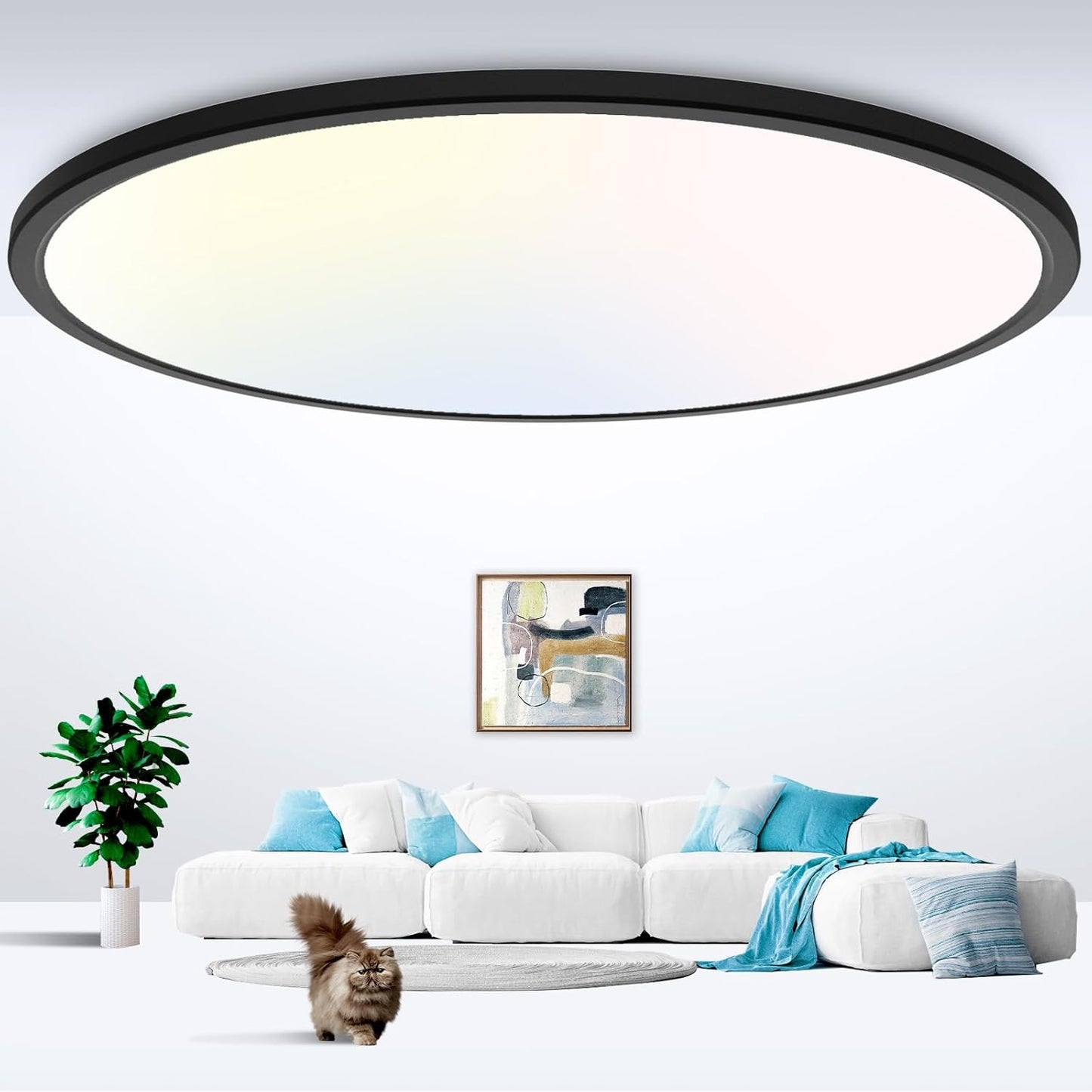 zemty 6Pack 12 Inch LED Flush Mount Ceiling Light, Super Slim 28W 3200lm LED Ceiling Light, 3 Color Temperature in One 3000k/4500k/6000K Round Light Fixture for Bedroom, Kitchen, Dining Room (White)