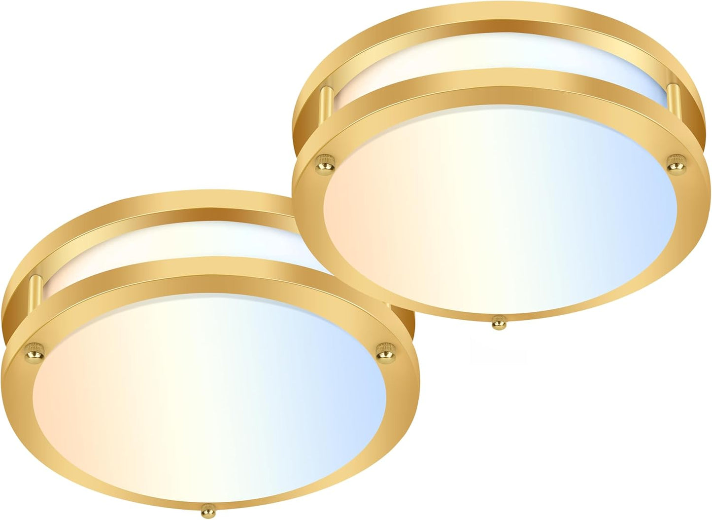 13 inch Flush Mount LED Ceiling Light Fixture, 2700K/3000K/3500K/4000K/5000K Adjustable Ceiling Lights, Brushed Nickel Saturn Dimmable Lighting for Bathroom Kitchen or Stairwell, ETL Listed - 2 Pack