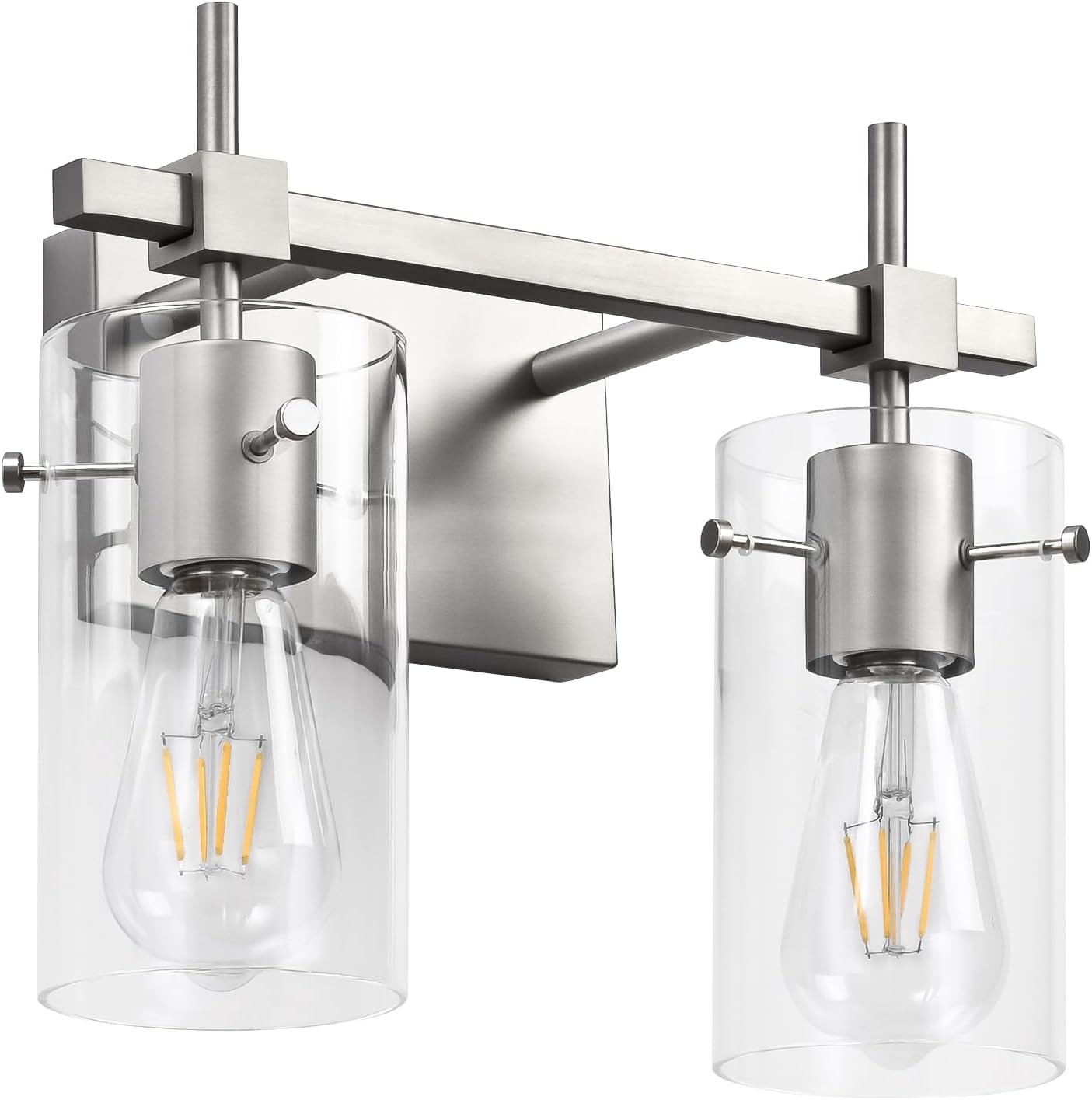 SOLFART Vintage Vanity Lights Bathroom Light Fixture Over Mirror for Bath Glass Shade Light Black and Brass Modern Style 3 Lights