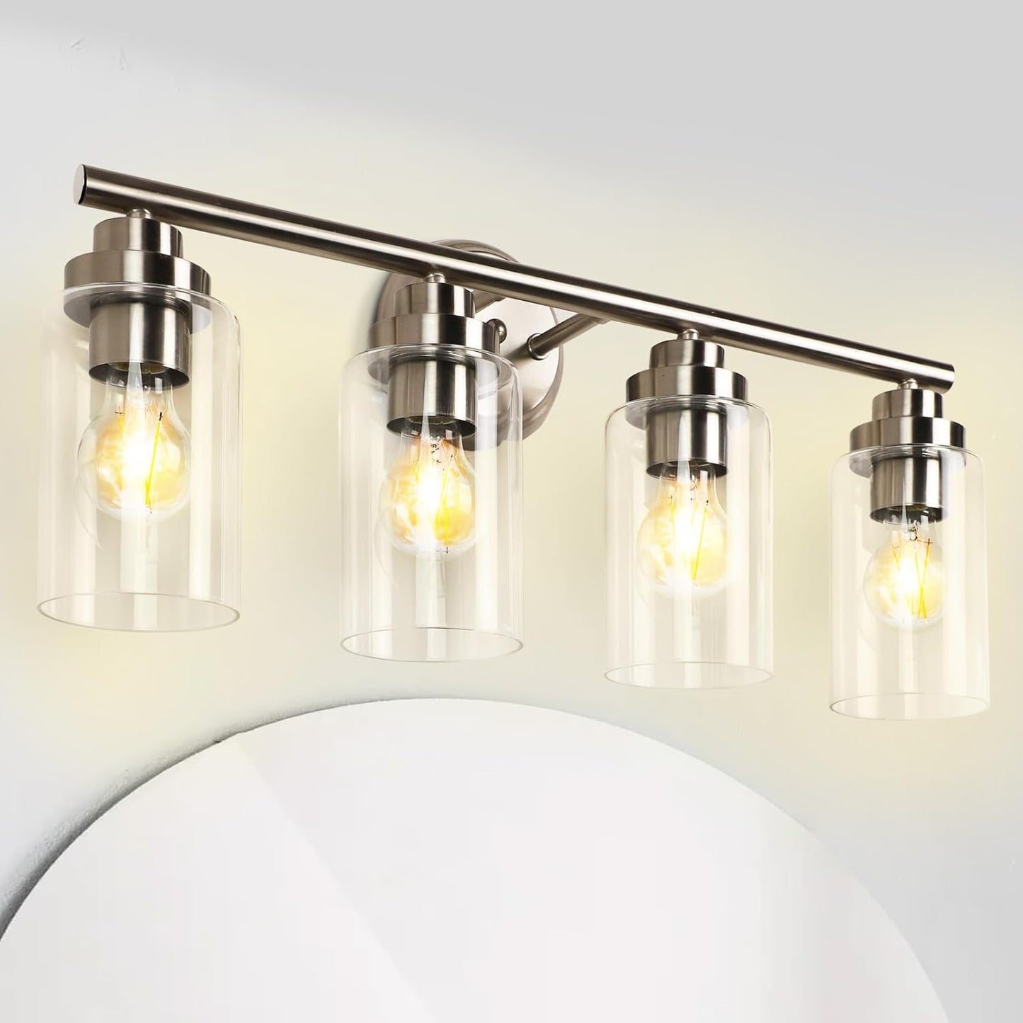 DLLT 3-Light Bathroom Light Fixtures: Black Modern Vanity Lights with 3 E26 Bulbs Base - Clear Glass Shade Bathroom Wall Lamp for Mirror Kitchen Living Room - 2 Packs
