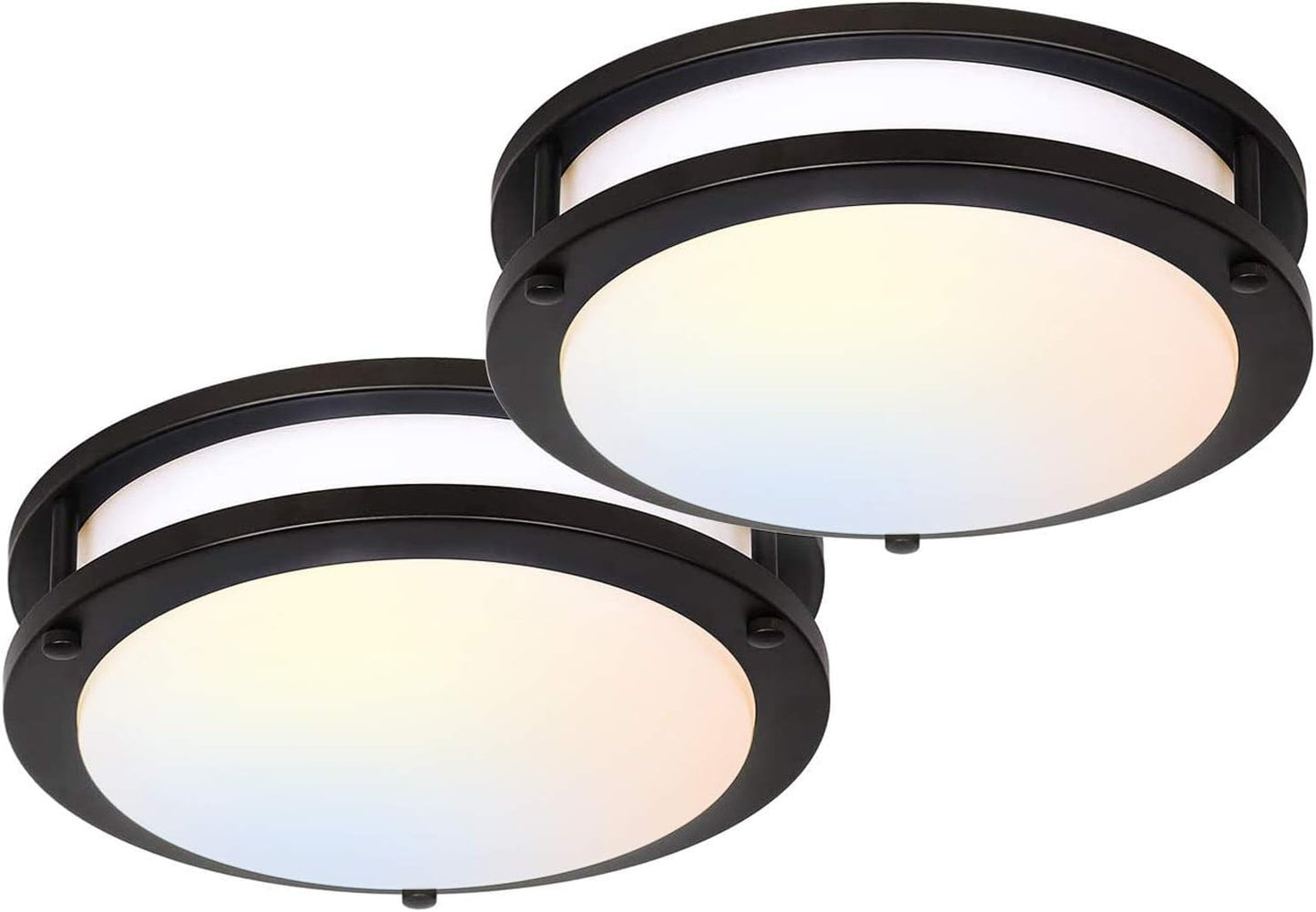 13 inch Flush Mount LED Ceiling Light Fixture, 2700K/3000K/3500K/4000K/5000K Adjustable Ceiling Lights, Brushed Nickel Saturn Dimmable Lighting for Bathroom Kitchen or Stairwell, ETL Listed - 2 Pack