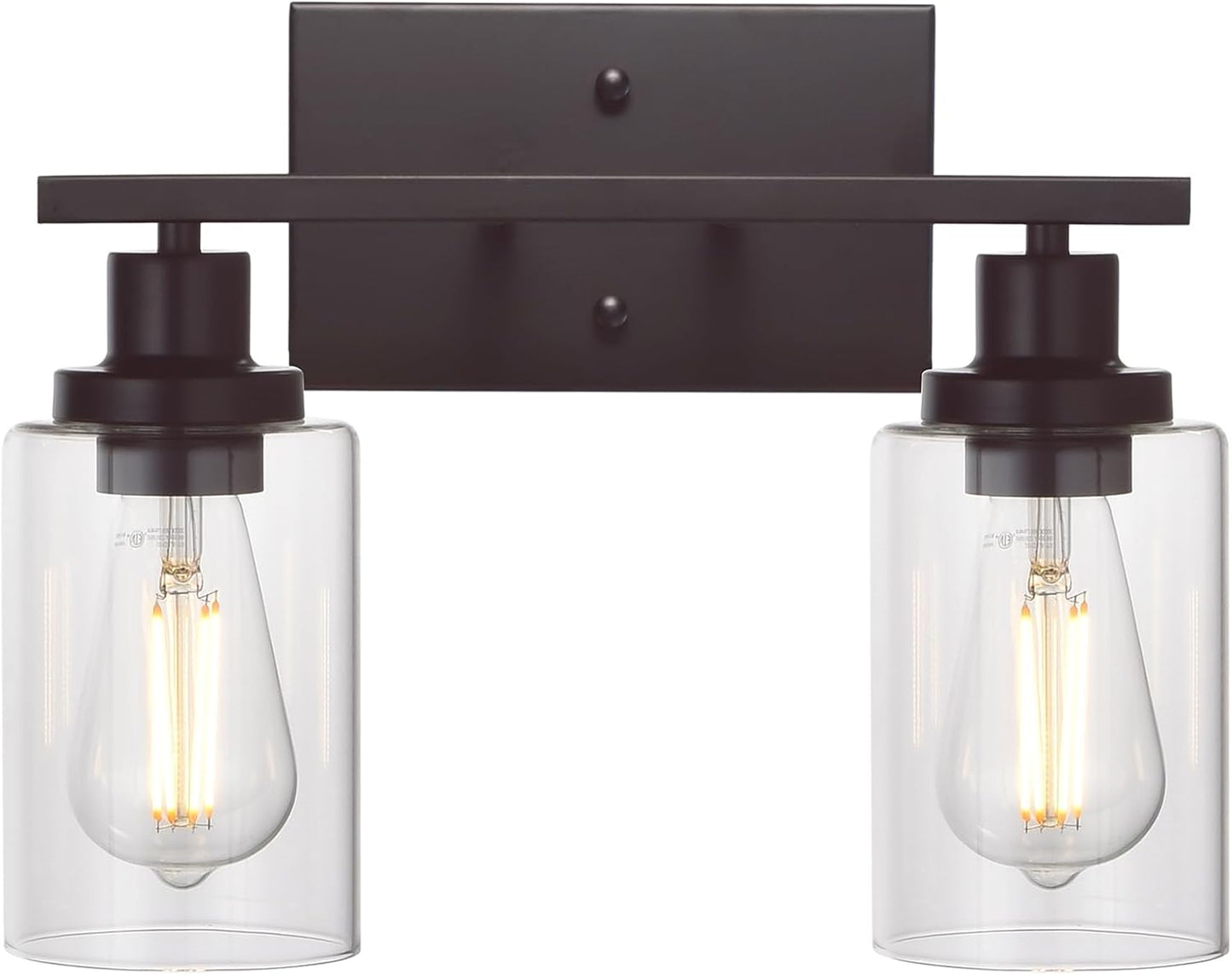 MELUCEE 40 Inches Length 5-Light Bathroom Vanity Light Fixtures Black Industrial Wall Sconce Lighting with Clear Glass Shade for Living Room Bedroom Hallway Kitchen (Patent No.: US D963914 S)