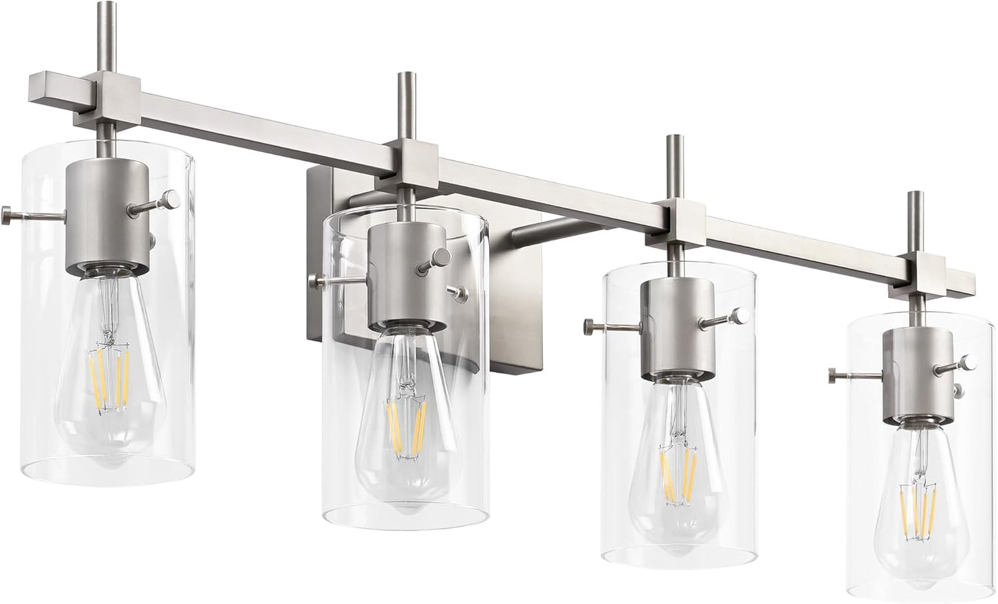 SOLFART Vintage Vanity Lights Bathroom Light Fixture Over Mirror for Bath Glass Shade Light Black and Brass Modern Style 3 Lights