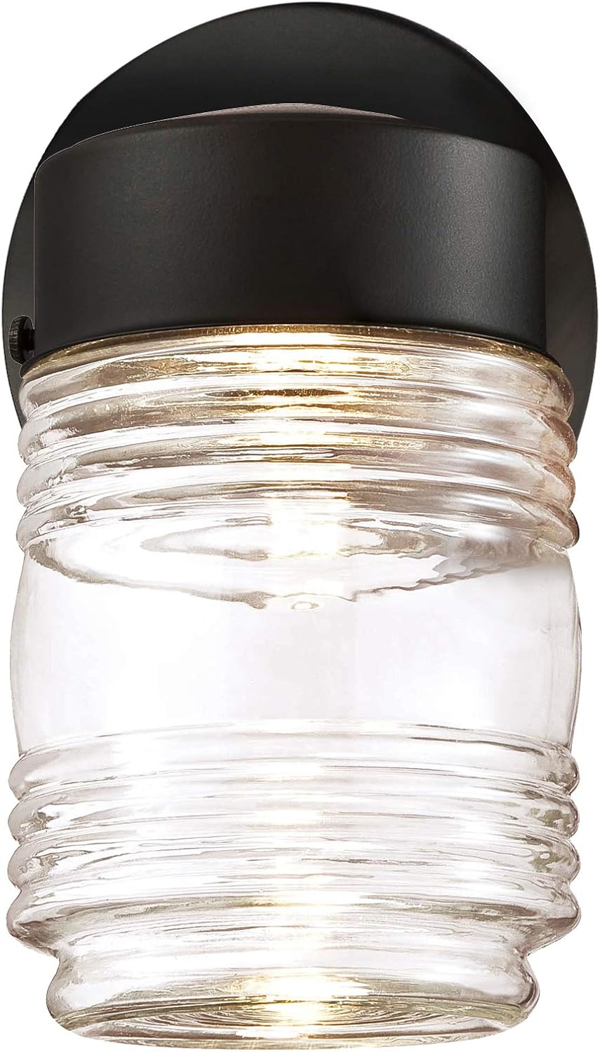 Design House 587311 Jelly Jar Classic 1-Light 2-Pack Indoor/Outdoor Wall Light with Clear Ribbed Glass for Entryway Porch Patio, Oil Rubbed Bronze