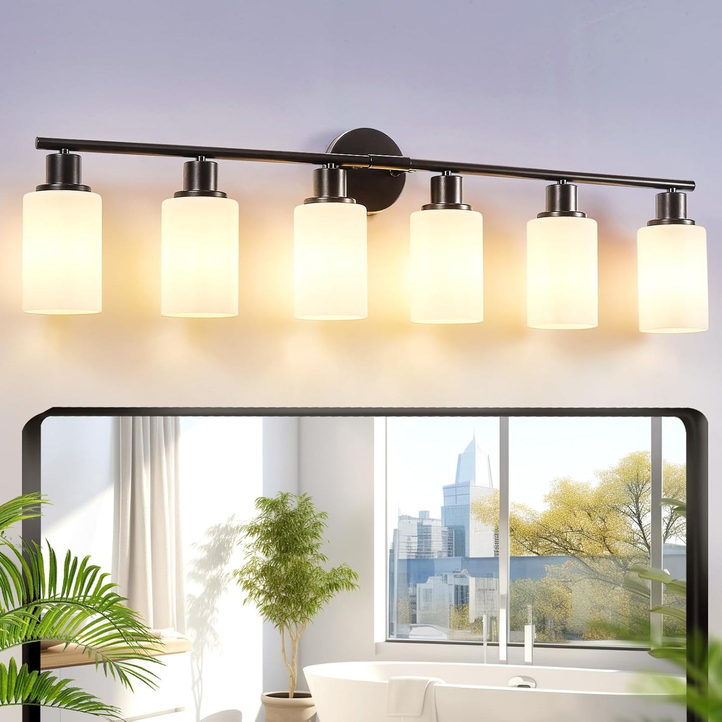 DLLT 3-Light Bathroom Light Fixtures: Black Modern Vanity Lights with 3 E26 Bulbs Base - Clear Glass Shade Bathroom Wall Lamp for Mirror Kitchen Living Room - 2 Packs