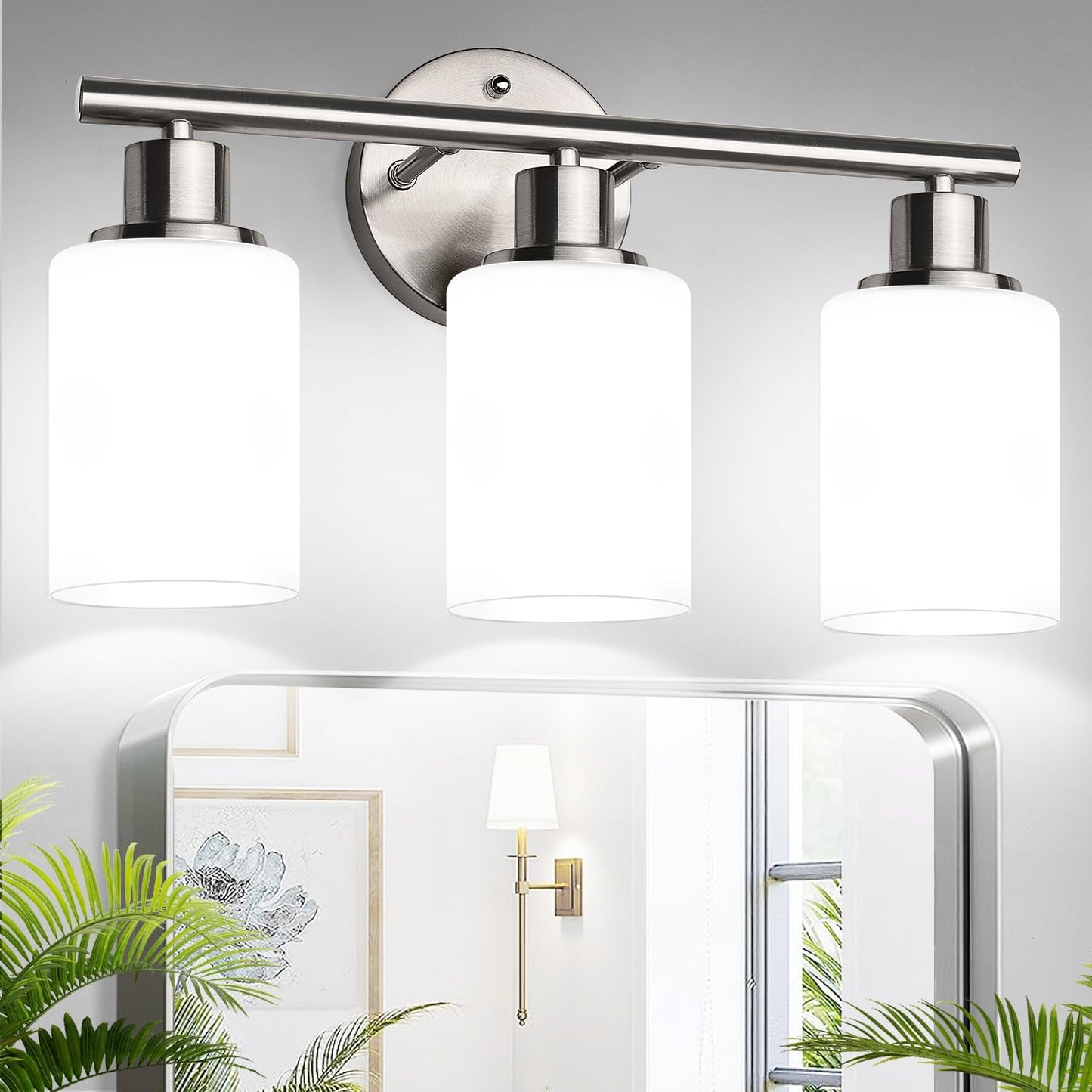 3-Light Bathroom Light Fixtures, 17.23" Black Modern Vanity Lights with Clear Glass Shade, Bathroom Wall Lamp for Mirror Kitchen Living Room Hallway Cabinet Porch