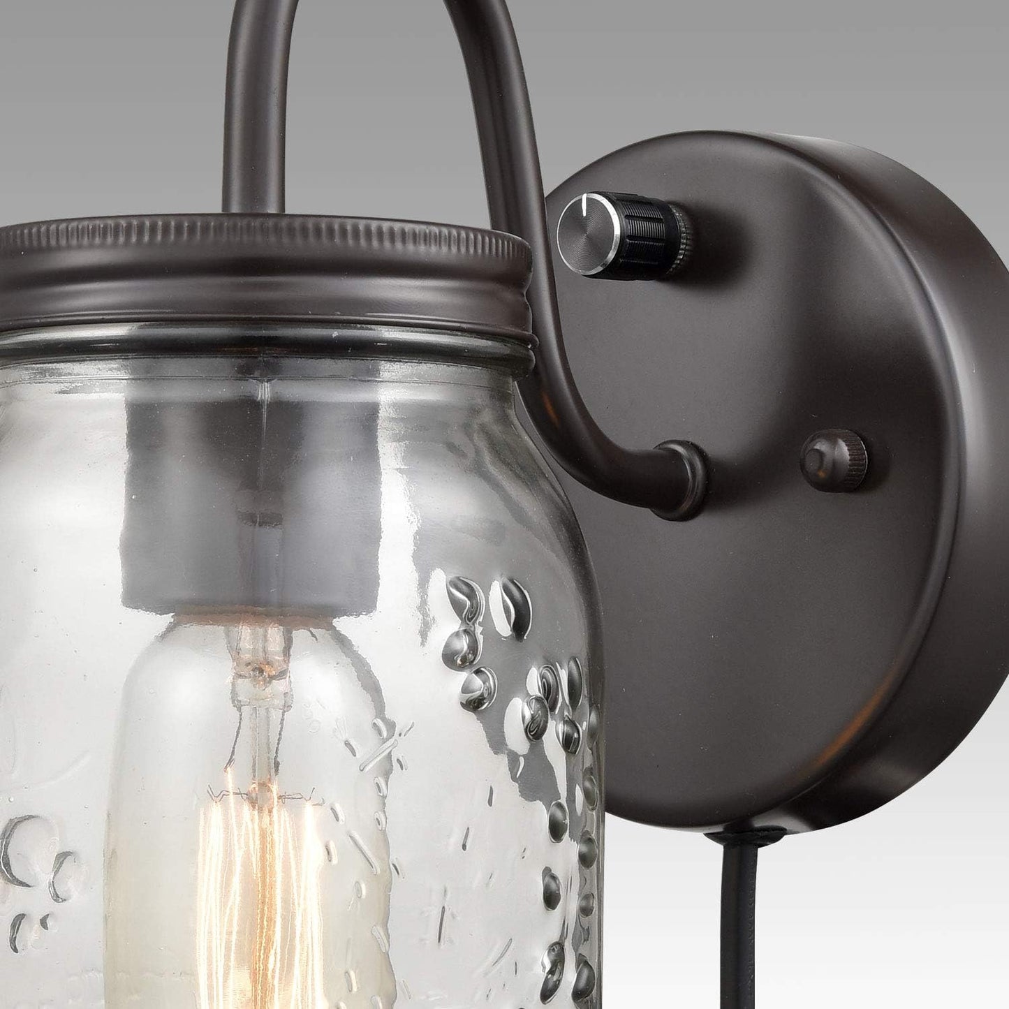 DIRYZON EUL Vintage Mason Jar Light Fixture Clear Glass 2-Pack Wall Lights Oil Rubbed Bronze