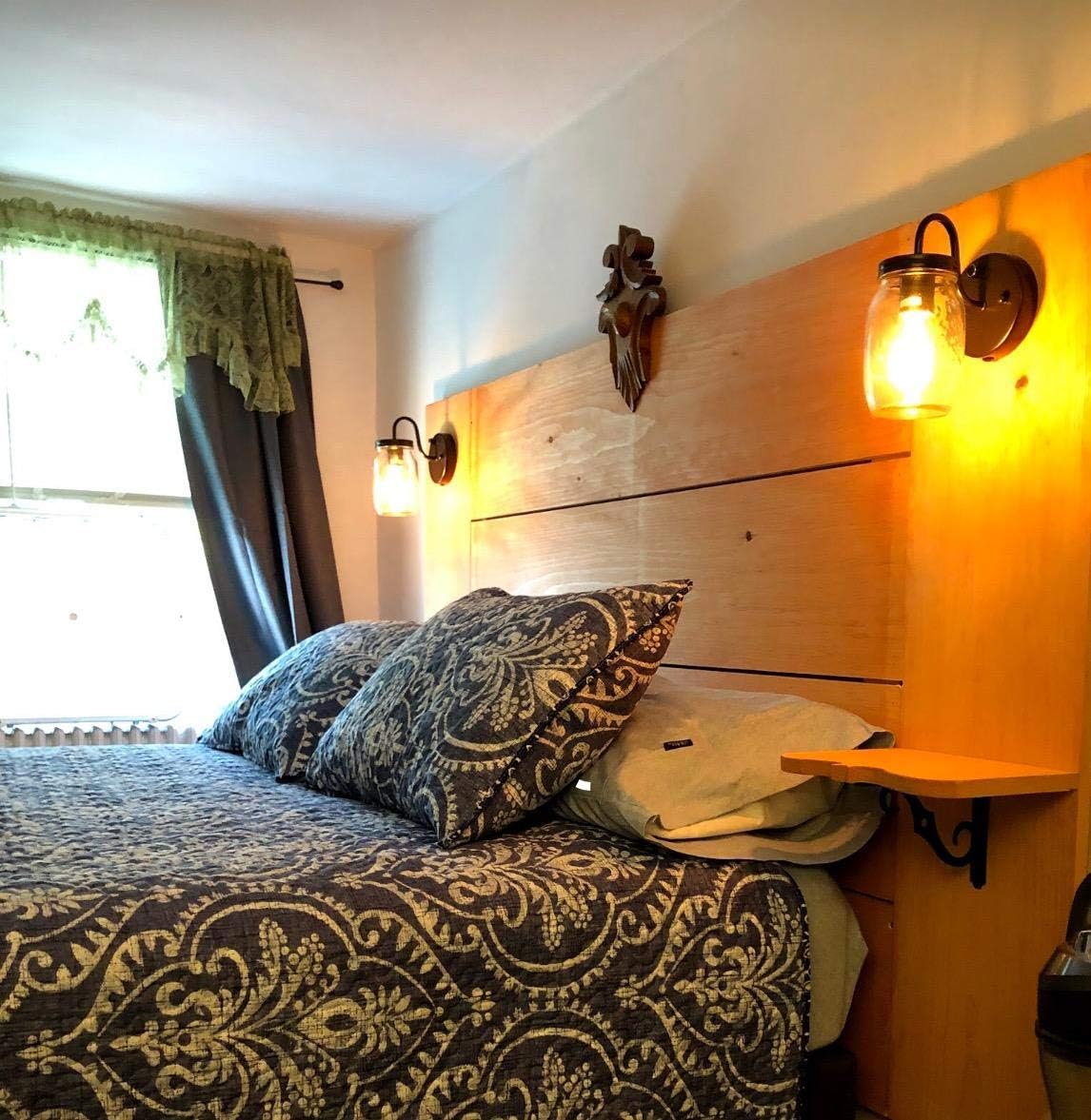 DIRYZON EUL Vintage Mason Jar Light Fixture Clear Glass 2-Pack Wall Lights Oil Rubbed Bronze