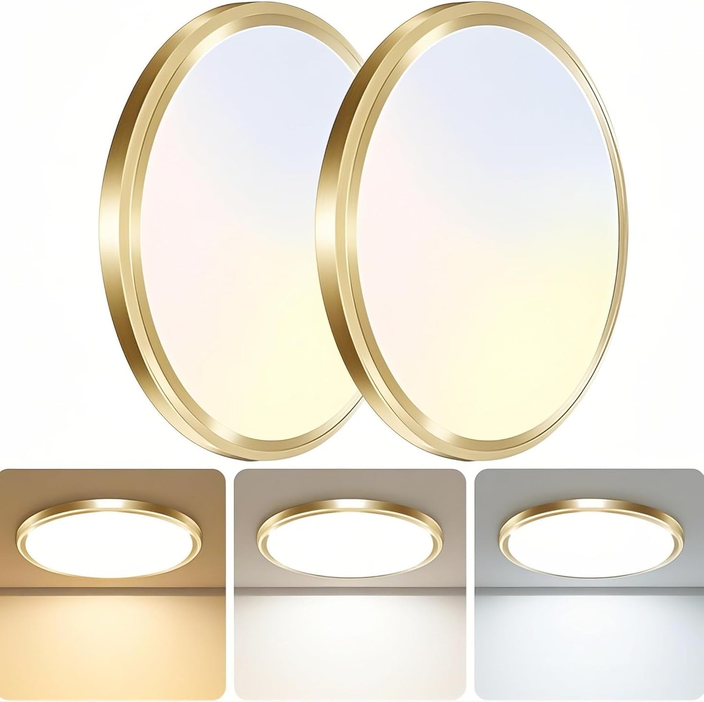 zemty 6Pack 12 Inch LED Flush Mount Ceiling Light, Super Slim 28W 3200lm LED Ceiling Light, 3 Color Temperature in One 3000k/4500k/6000K Round Light Fixture for Bedroom, Kitchen, Dining Room (White)