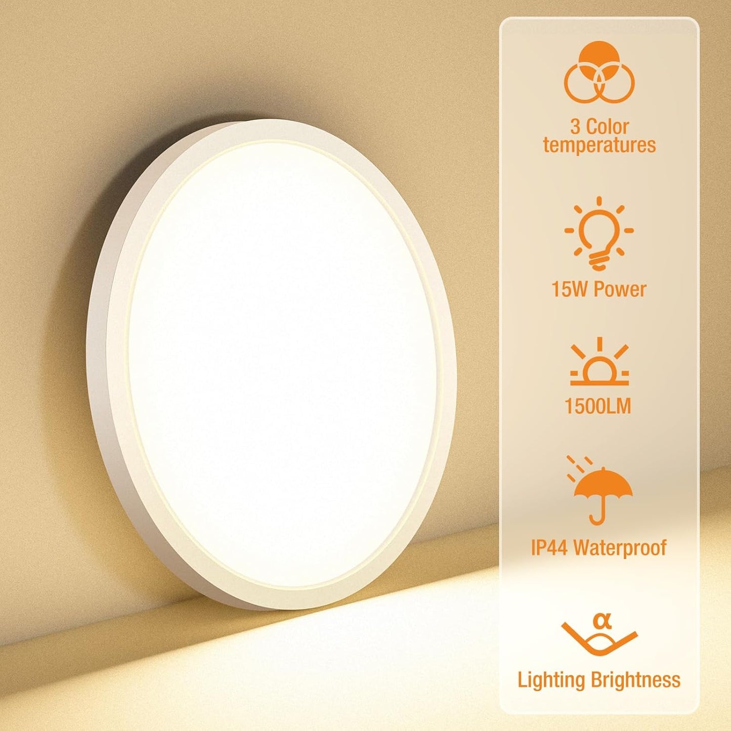 8PACK LED Flush Mount Ceiling Light Fixture, 3000K-4000K-6500K & 100W Equivalent Modern Kitchen Recessed Ceiling Lamp 15W 1500Lm 7.5 Inch Closet Round Surface for Bathroom Laundry Bedroom Hallway