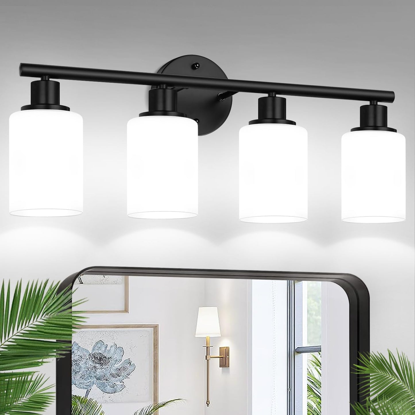 3-Light Bathroom Light Fixtures, 17.23" Black Modern Vanity Lights with Clear Glass Shade, Bathroom Wall Lamp for Mirror Kitchen Living Room Hallway Cabinet Porch