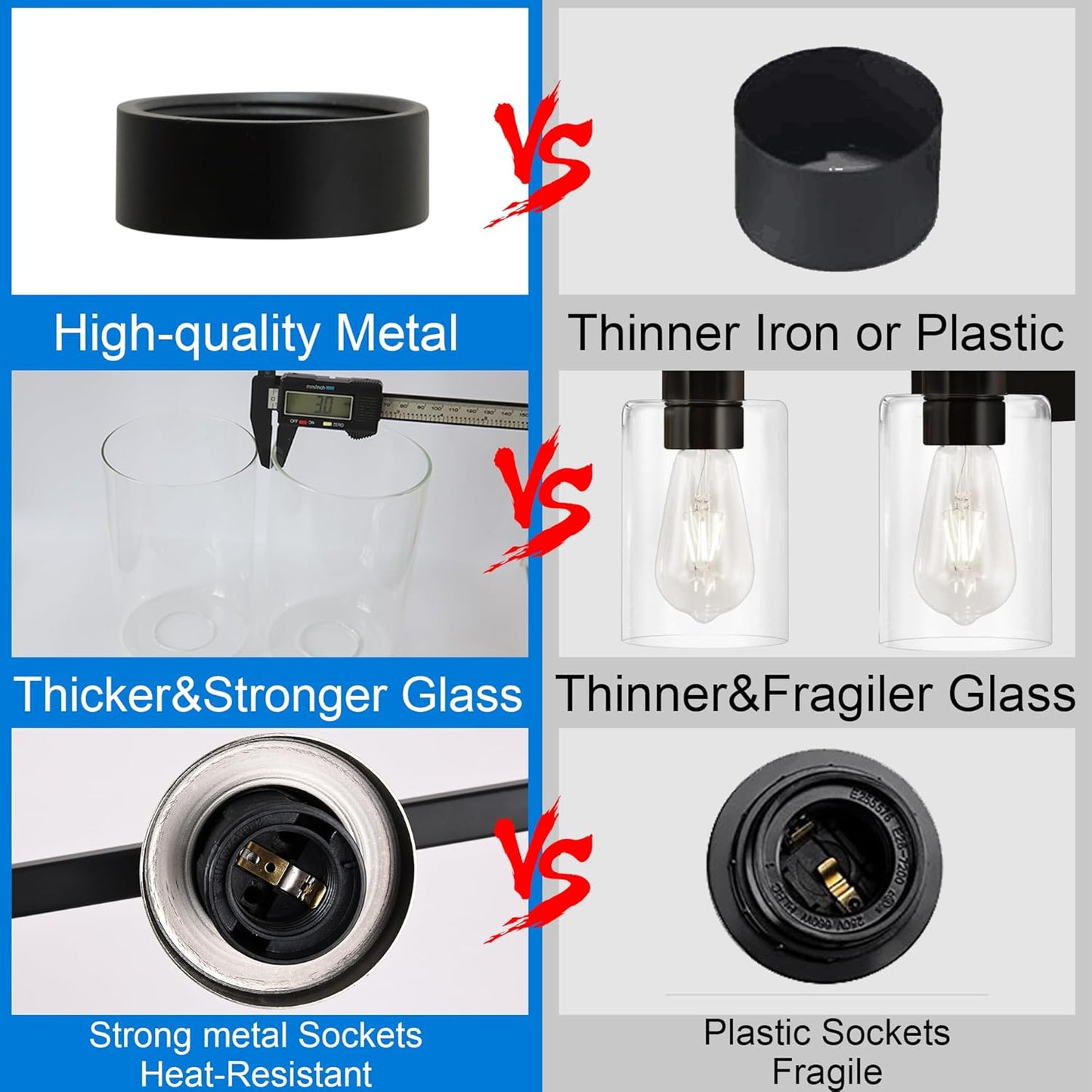 MELUCEE 40 Inches Length 5-Light Bathroom Vanity Light Fixtures Black Industrial Wall Sconce Lighting with Clear Glass Shade for Living Room Bedroom Hallway Kitchen (Patent No.: US D963914 S)