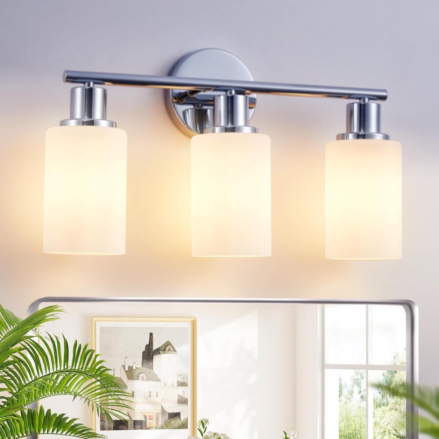 DLLT 3-Light Bathroom Light Fixtures: Black Modern Vanity Lights with 3 E26 Bulbs Base - Clear Glass Shade Bathroom Wall Lamp for Mirror Kitchen Living Room - 2 Packs