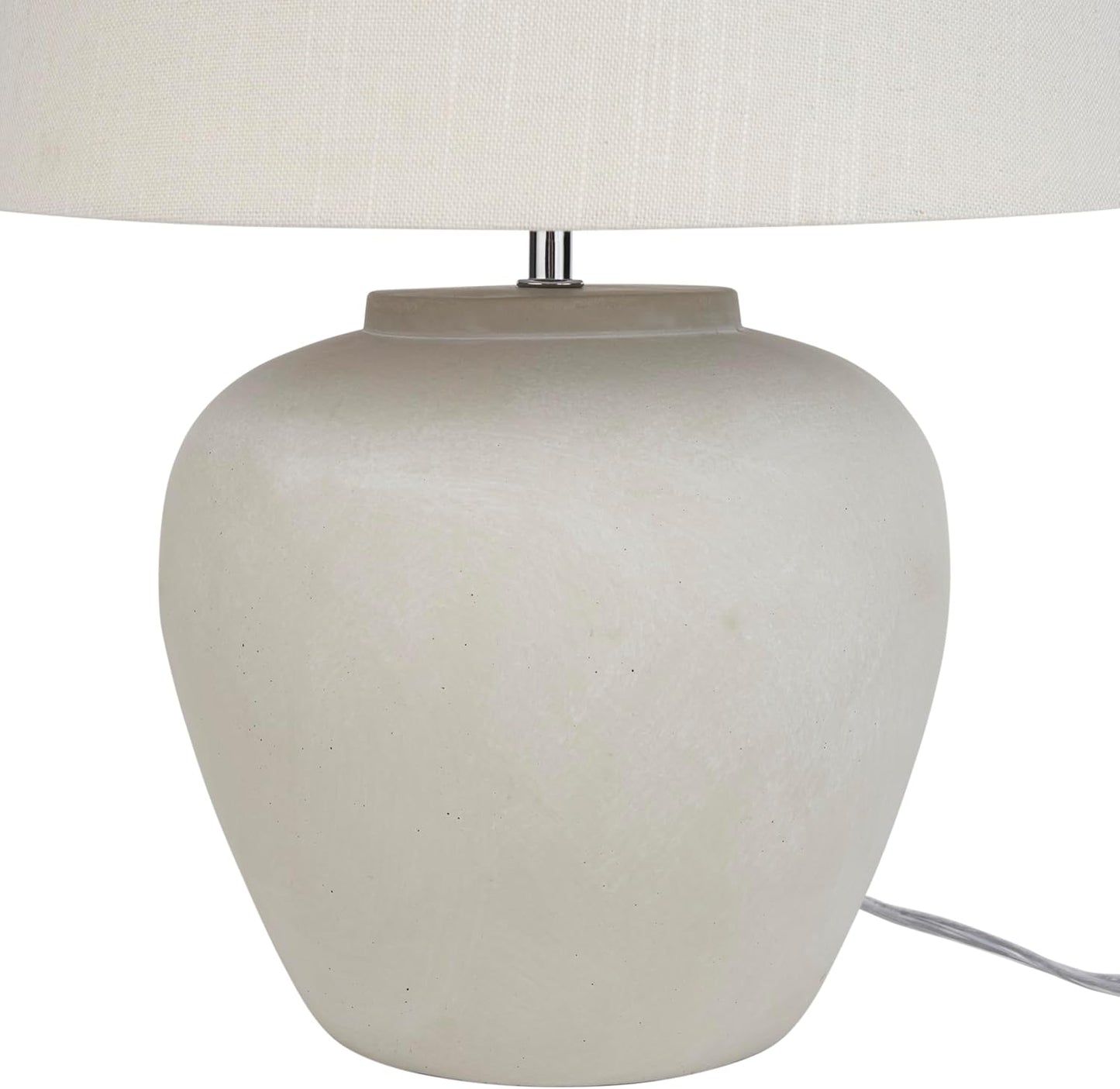Nourison Home 20" Sand (Light Beige) Ceramic Pot Table Lamp for Bedroom, Living Room, Console, Entryway